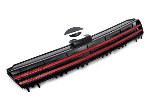 Стайлинг двойная красная линия Безворсовая глянцевая черная передняя