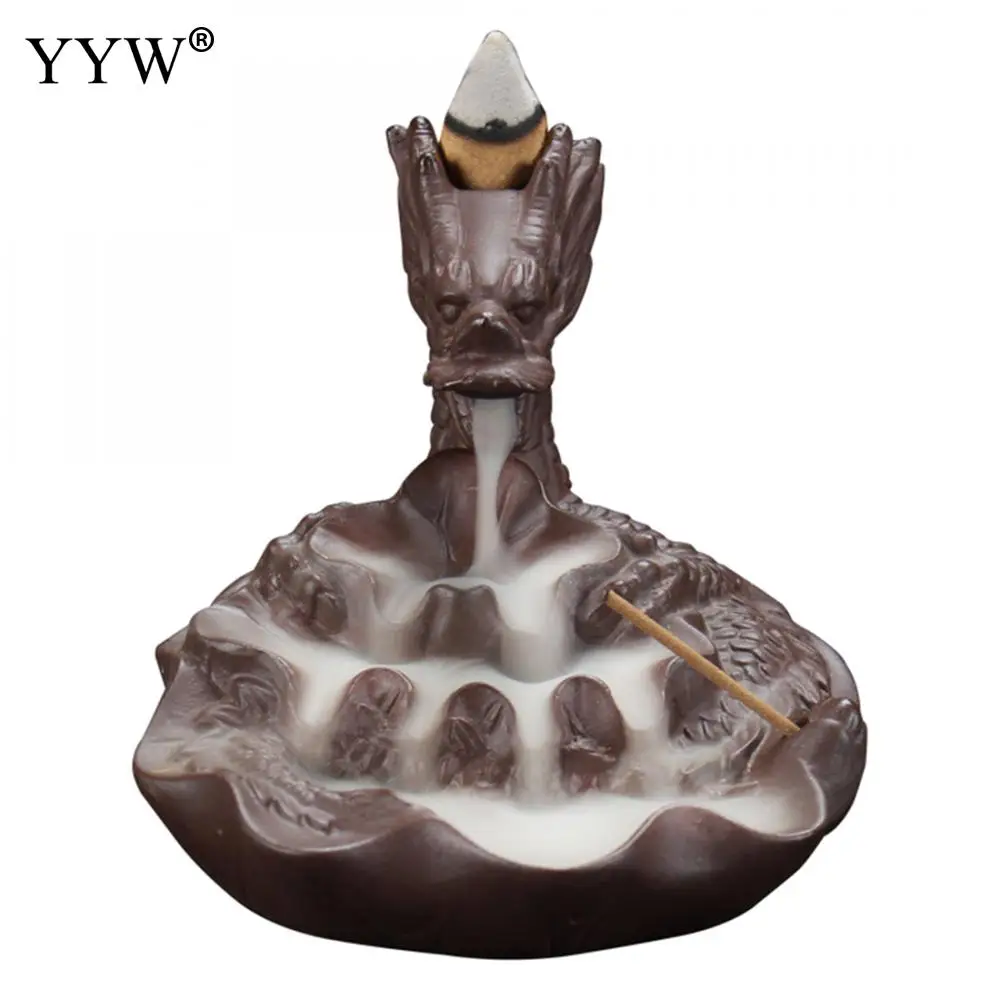 

Dragon Incense Burner Waterfall Crafts Dragon Incienso Traditional Zen Incense Holder Dragon Decoration Censer Office Yoga Decor