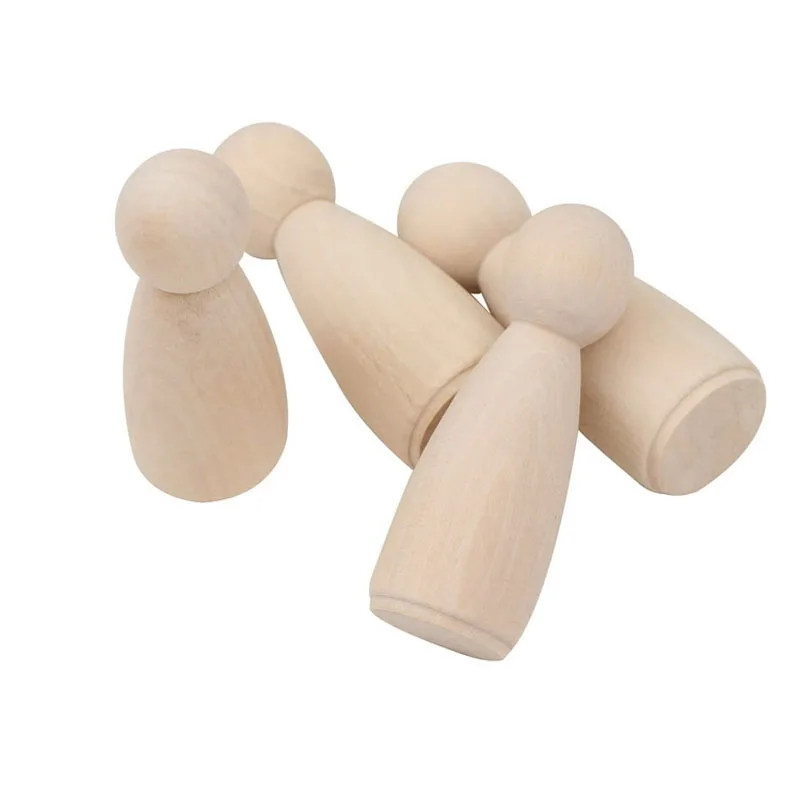 

100pcs Wooden Peg Dolls Unfinished Wooden People DIY Smooth Big Size 6.5cm Men/Women Dolls Kid Toy ZA6518