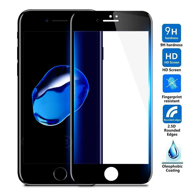 Защитное стекло с твердыми краями для IPhone 6 6s 7 пленка защиты экрана закаленное