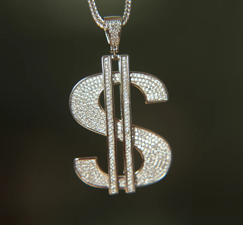 Акция 2017 Sparking bling boy мужские ювелирные изделия micro pave full CZ dollar sign подвеска Франко