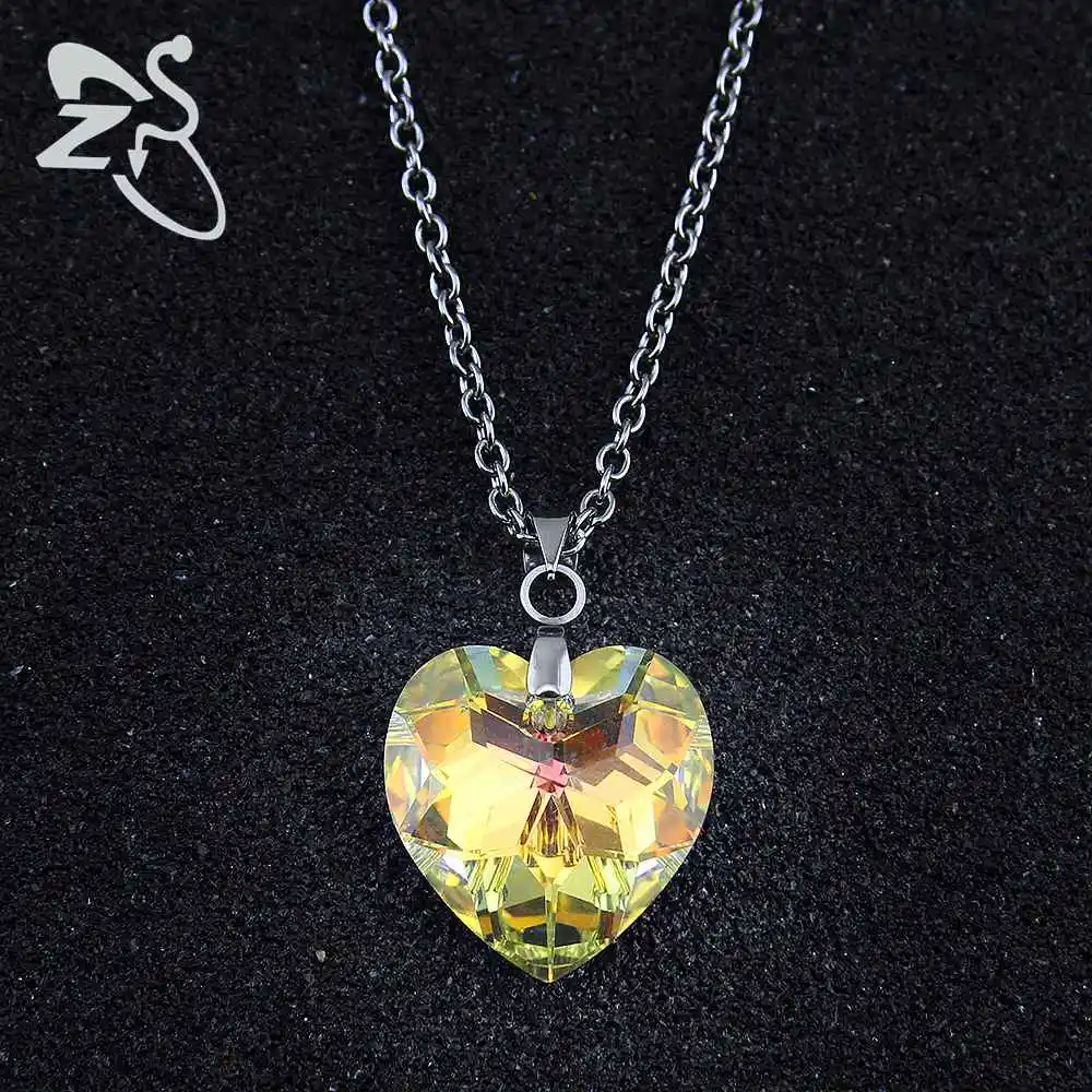 Австрия Кристалл Ожерелья для мужчин Jewelry Кулон сердце цепи Для женщин колье