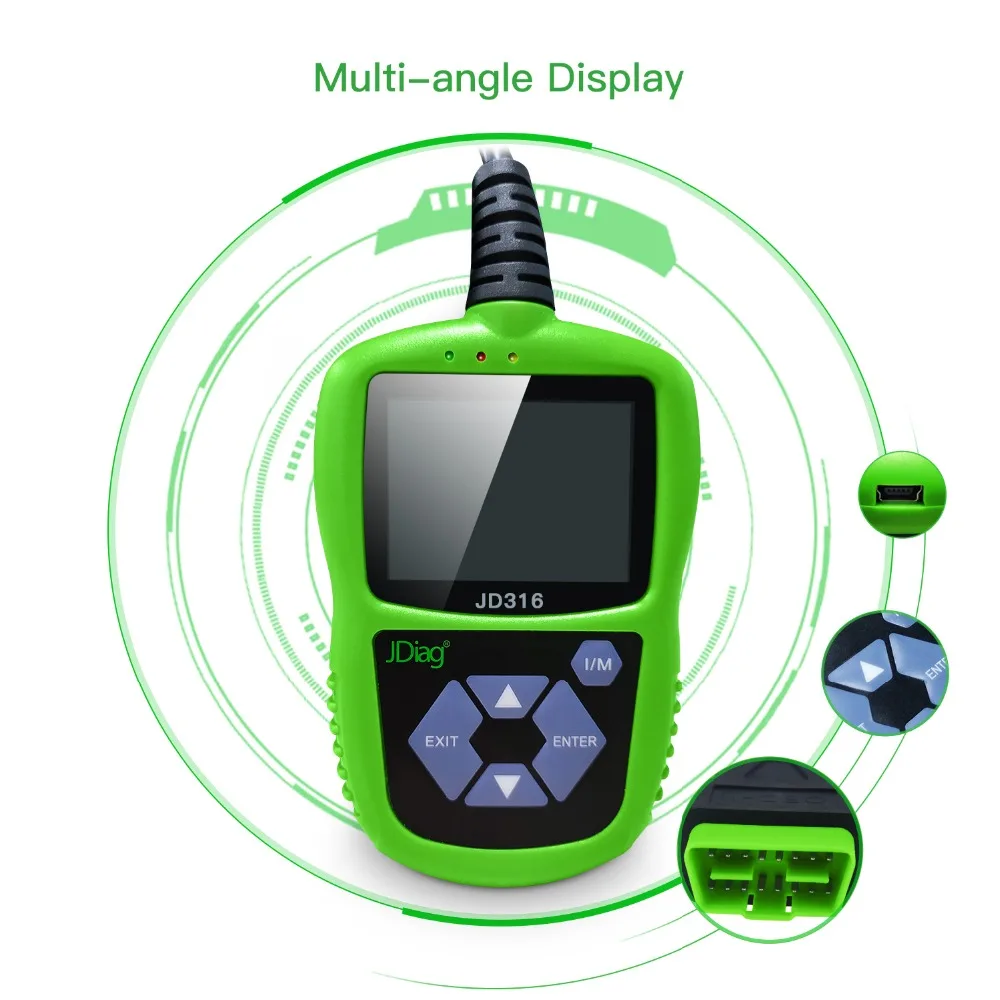 JDiag JD316 OBD2 сканер автомобильного двигателя код ошибки считыватель может диагностический инструмент сканирования(черный