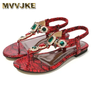 MVVJKELuxuryженские сандалии с кристаллами; Вьетнамки; Модные летние сандалии на плоской подошве; Богемные женские сандалии; Повседневная женская обувь