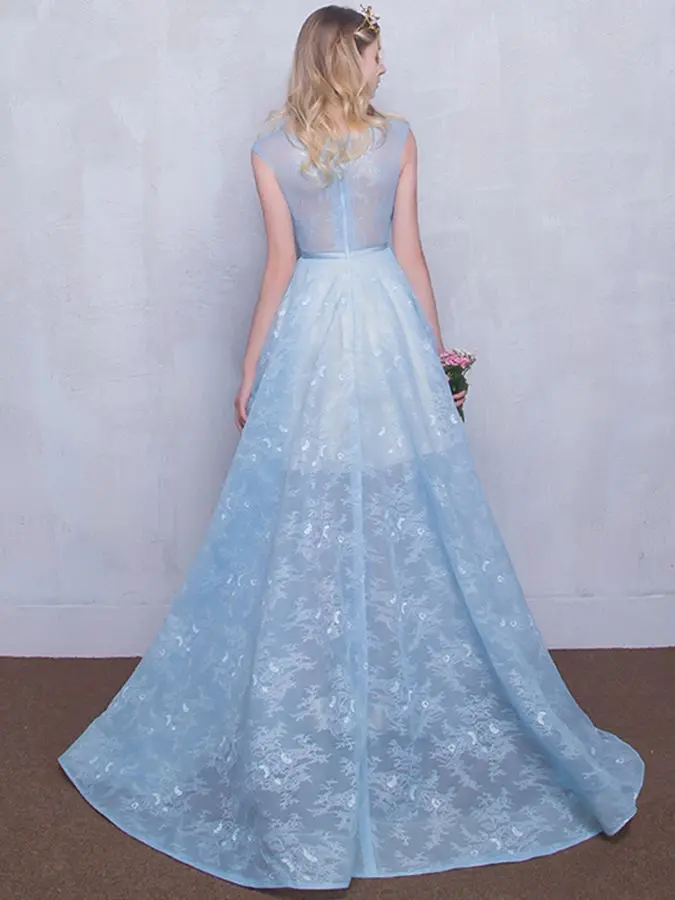 

2020 Ensotek Fancy Bateau Neck Beading Appliques Lace Evening Gowns vestidos de festa Blue Long Graduation Prom Party Dresses