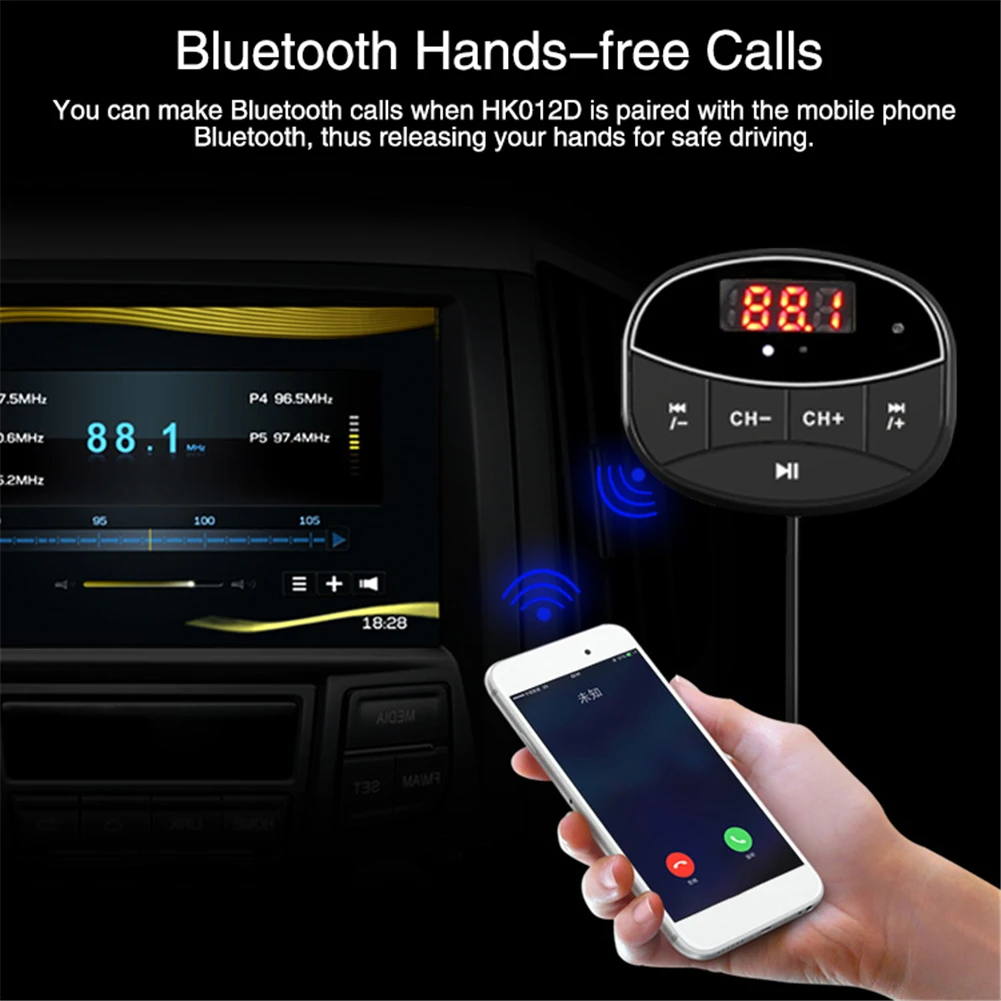 Новый Bluetooth автомобильный комплект беспроводной 3 0 Handsfree FM передатчик поддержка TF