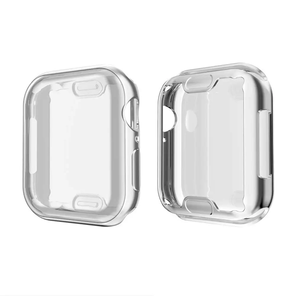 silver Защитный чехол для Apple Watch Series 4 5 40 мм 44 мм Силиконовый протектор с полным покрытием оболочка для iWatch Series 3 38 мм 42 мм - Цвет: silver
