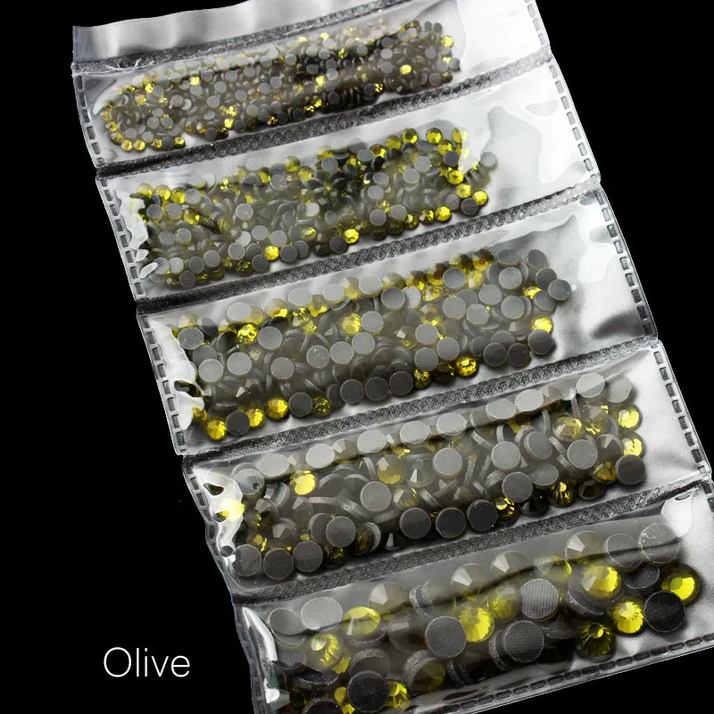 Olive Новая распродажа, разноцветные стразы для горячей фиксации 1200 шт, хрустальные декоративные камни для одежды, орнамент - Цвет: Olive