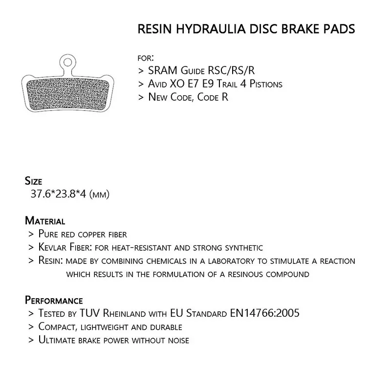 Велосипедные тормозные колодки для SRAM GUIDE R / RS RSC /AVID Elixir 7 9 XO E7 E9 полуметаллические