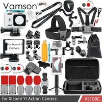 vamson for xiaomi yi accessories kit waterproof housing case standard frame neck strap selfie stick for xiaomi yi vs109c