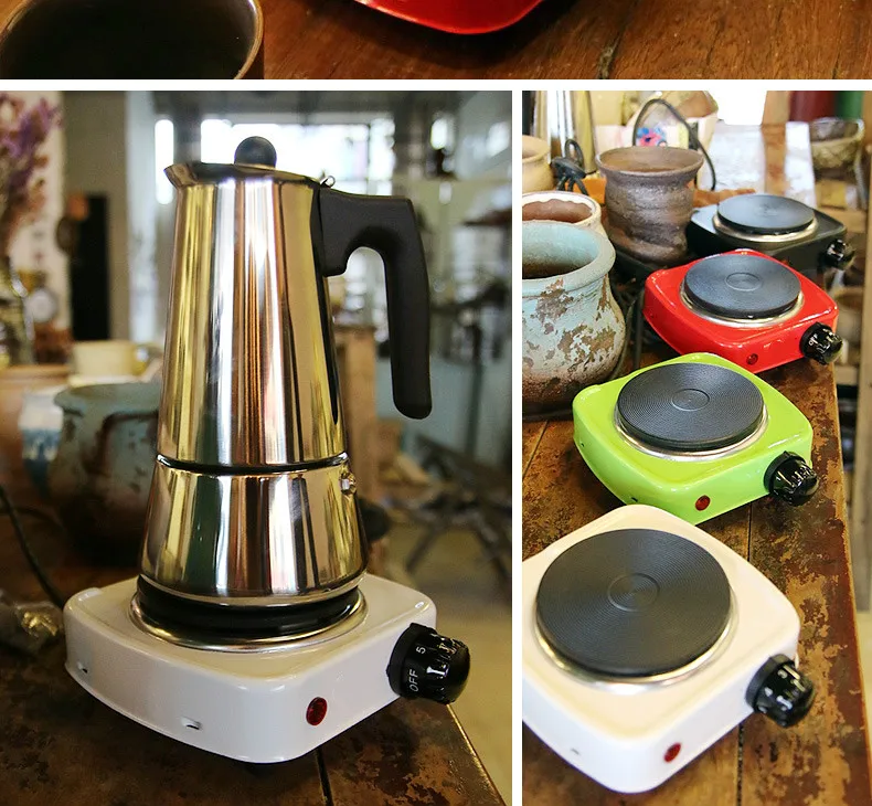 Hot Plates Electric furnace Electric heating domestic tea stove small pot mocha coffee Solid Hotplate red  NEW