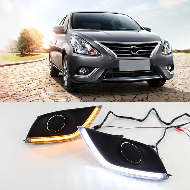 OKEEN 2x Автомобильный светодиодный фонарь дневного света для Nissan Almera Latio Sunny, Versa DRL Белый указатель поворота Янтарный