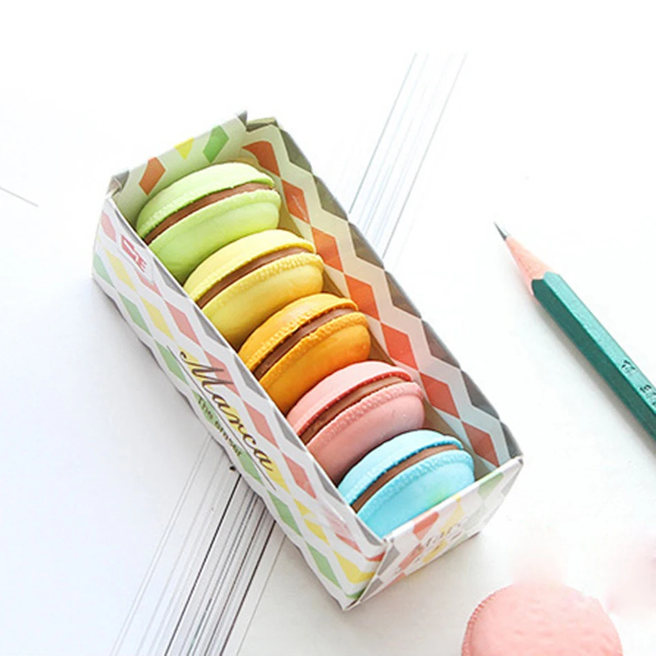 5 Pcs/box Macaron Color Erasers Cute Cake Rubber Eraser For Kids Borracha Funny Stationery Material Escolar School Supplies|rubber eraser|erasers for
