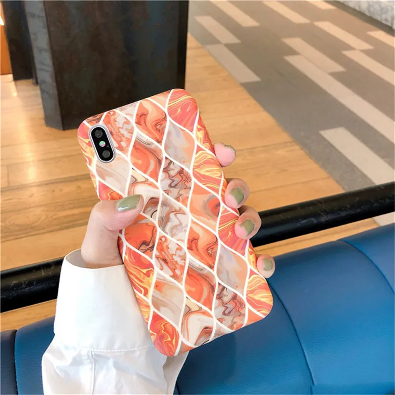 Алмазный кораллово-красный мраморный чехол для телефона iphone XS MAX XR X 6 6s 7 8 plus
