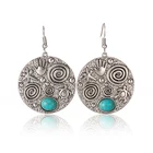 Античный сплав Круглый мотаться падение Для женщин Серьги с Натуральный камень Винтаж Для женщин jewelry Интимные аксессуары Талисманы