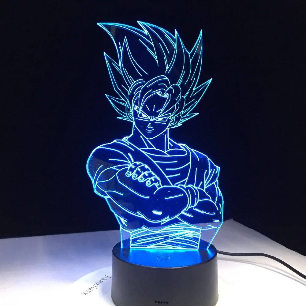 Для детей Dragon Ball Z Vegeta Супер Saiyan светодиодный светильник супер Сон Гоку Led Настольная лампа Luces Navidad с сенсорным/дистанционным управлением