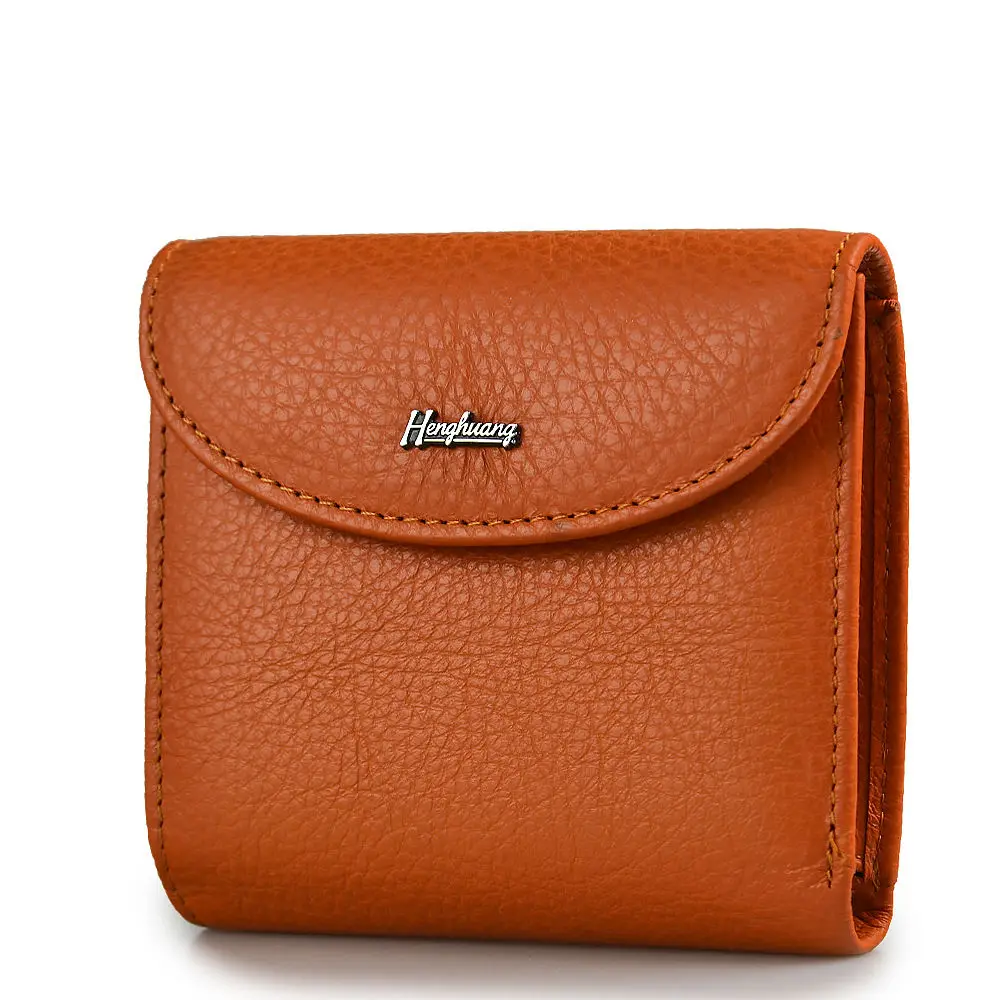 Orange HH Мини женские кошельки из натуральной кожи, тонкий женский клатч, дизайн, роскошные женские кошельки, отделение для монет, мульти держатель для карт, сумки - Цвет: Orange