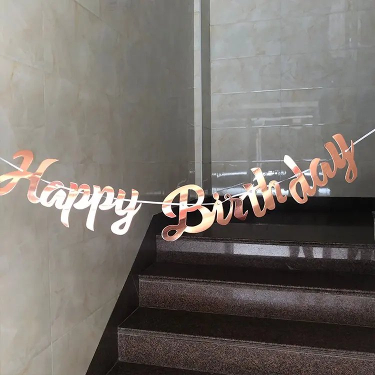 Rose gold birthday b LAPHIL Baby Shower баннер его мальчик девочка поставка шаров для праздников украшения для младенцев пол показать крещение Синий Розовый баллоны - Цвет: Rose gold birthday b