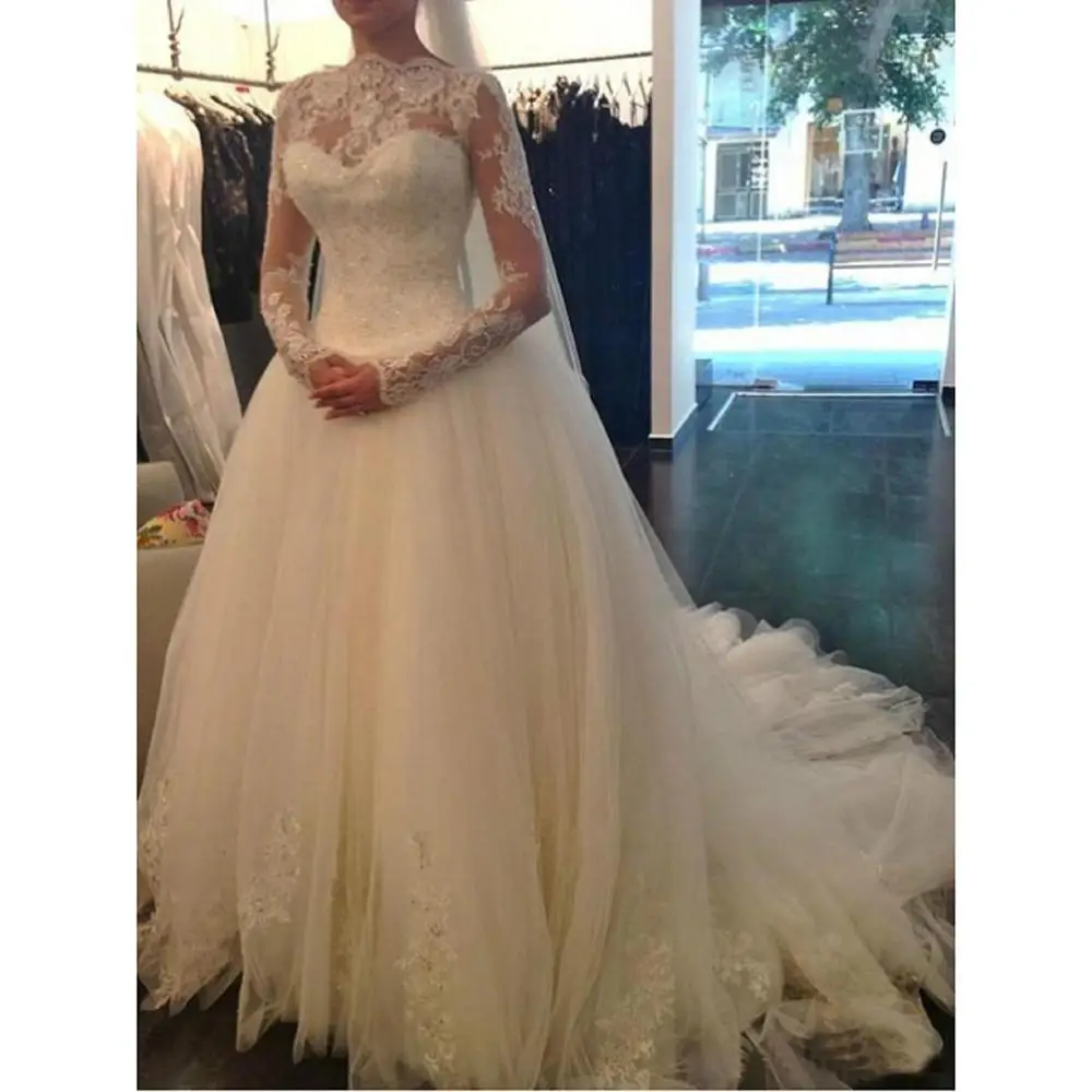 

White Lace Open Back Appliques Wedding Dresses Long Sleeves Zipper Elegant Simple Backless Wedding Dresses Cheap Wedding Dresses