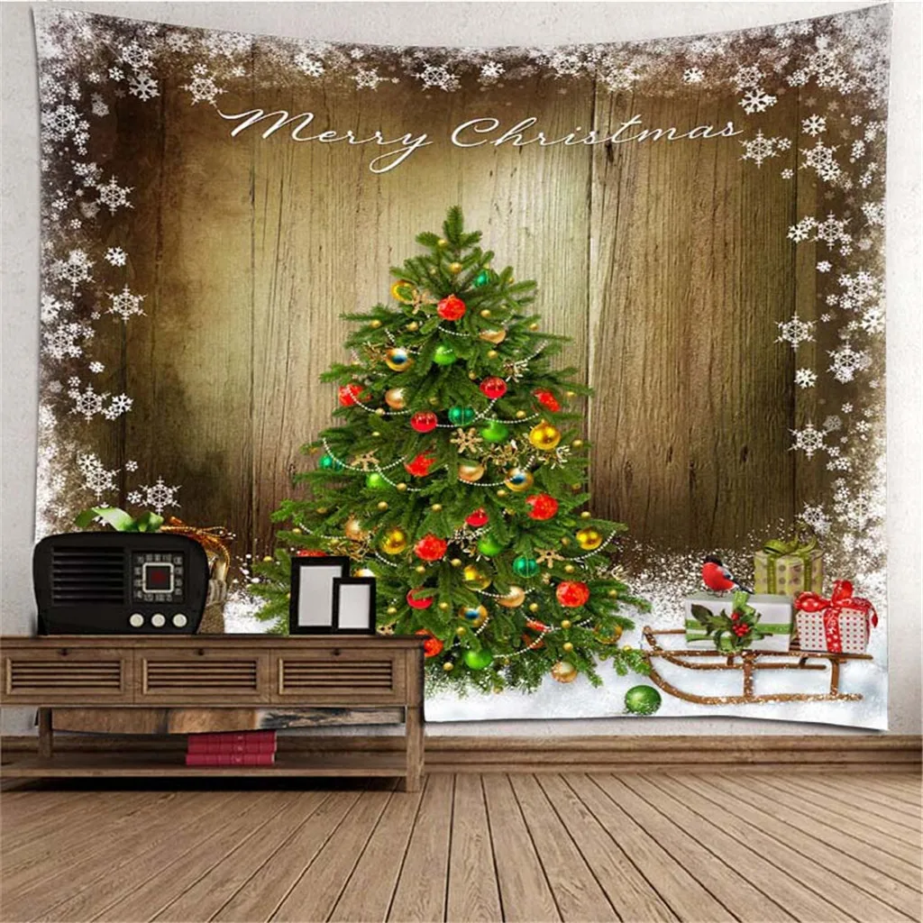 Xmas Tree Рождественский гобелен Санта Клаус олень хлопья печать Настенный декор гобелены фон 71 дюймов - Цвет: Xmas Tree