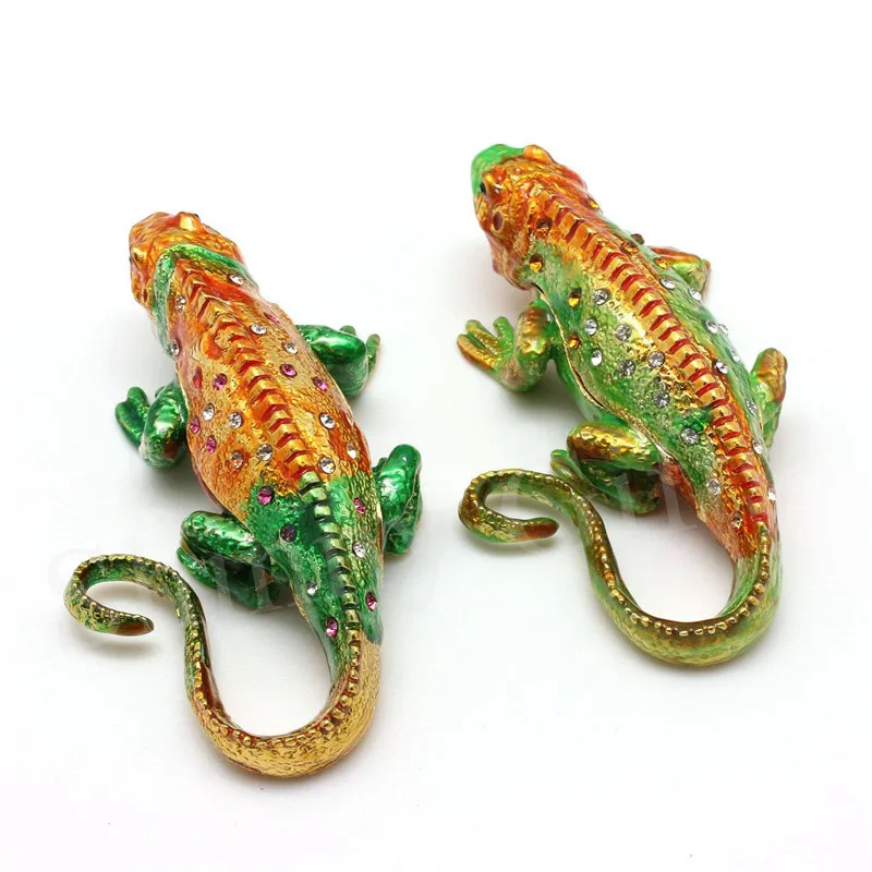

Hot sale vivi animal lizard shape enamel metal jewelry box SCJ211