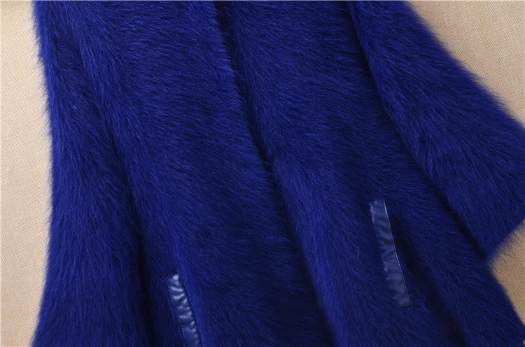 women femme winter heavy thick plush mink cashmere fox tail cardigan seven flare sleeve slim angora knitwear sweater coat mantle |