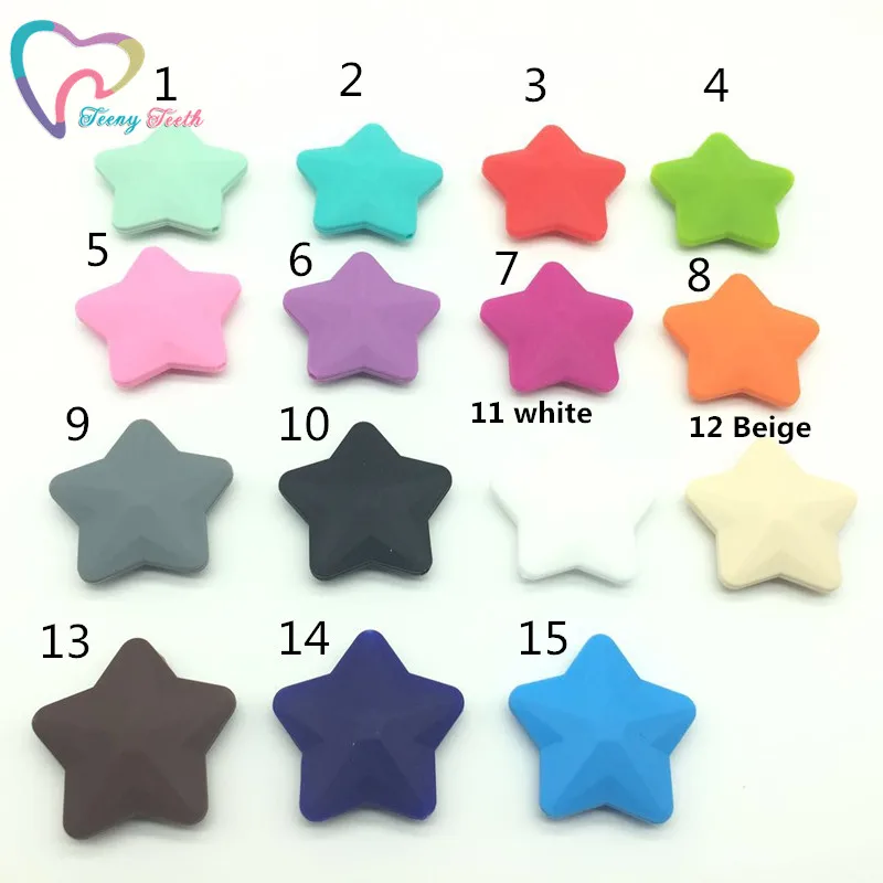 Teeny Teeth 5 шт. большая звезда (45 мм) бусины россыпью для пищевых продуктов