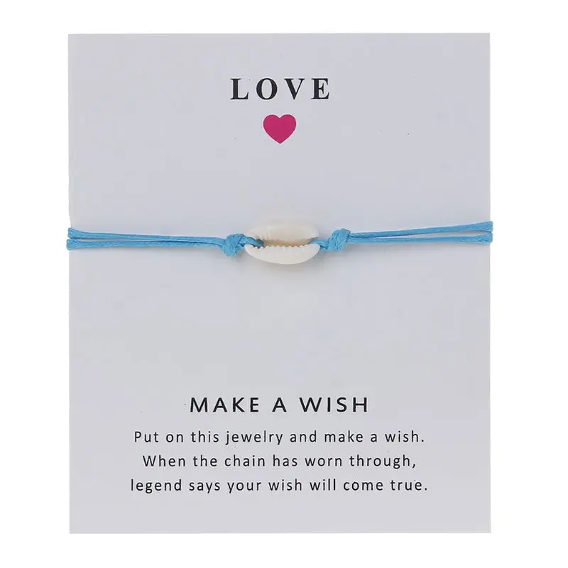 Wish Card Gift Nature Shell Red String Cord Bracelet Handmade Friendship Jewelry | Украшения и аксессуары