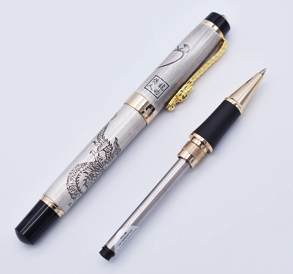 Винтажная Шариковая ручка Jinhao с чернилами наполнитель дракона серое письмо