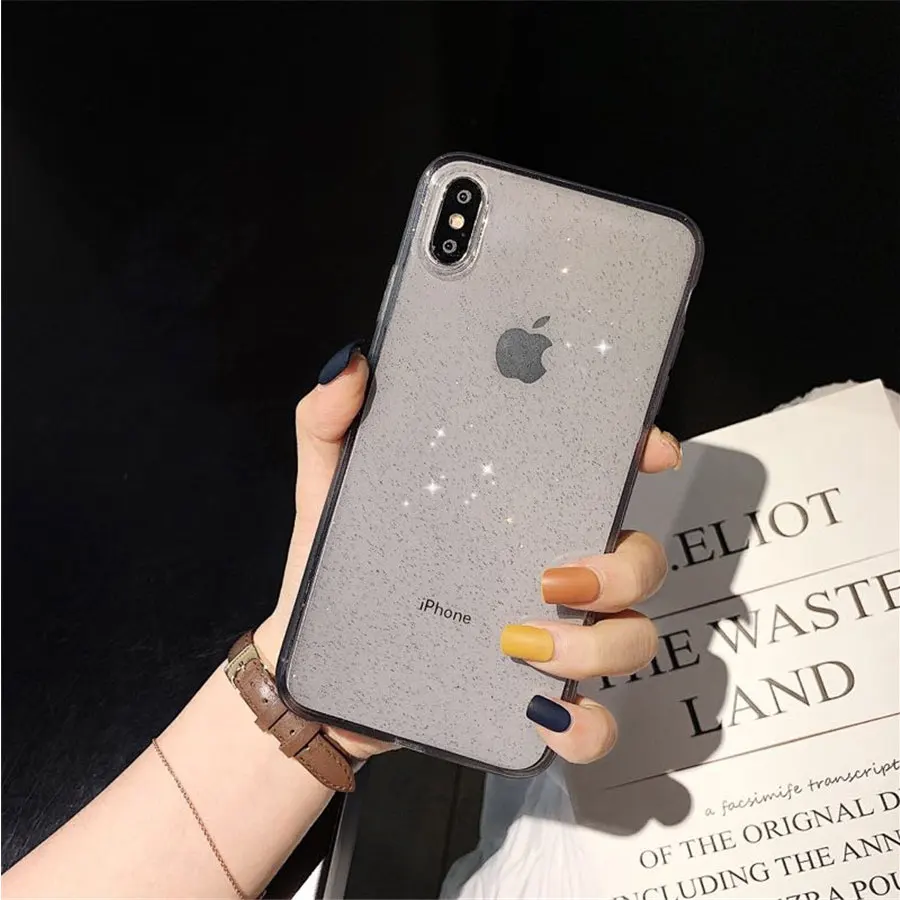 Bling Grey Модный Блестящий противоударный чехол-рамка для iPhone 8, 7, 6, 6S Plus, чехол X, XR, XS, Max, 11 Pro, Прозрачный блестящий мягкий чехол-накладка из ТПУ - Цвет: Bling Grey