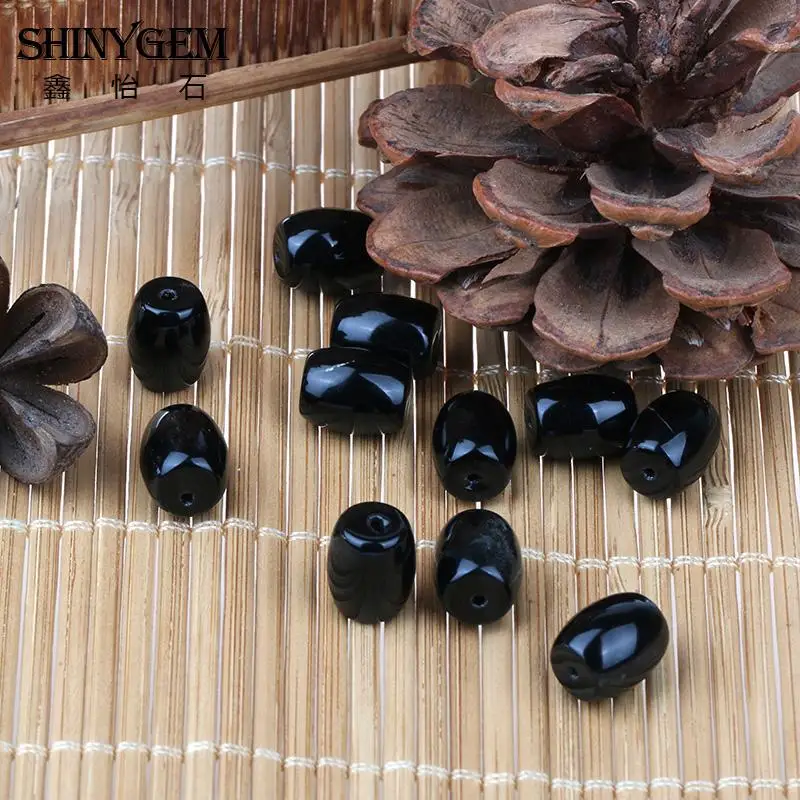 Горячая Распродажа натуральный камень Овальный бисер ограненный черный оникс
