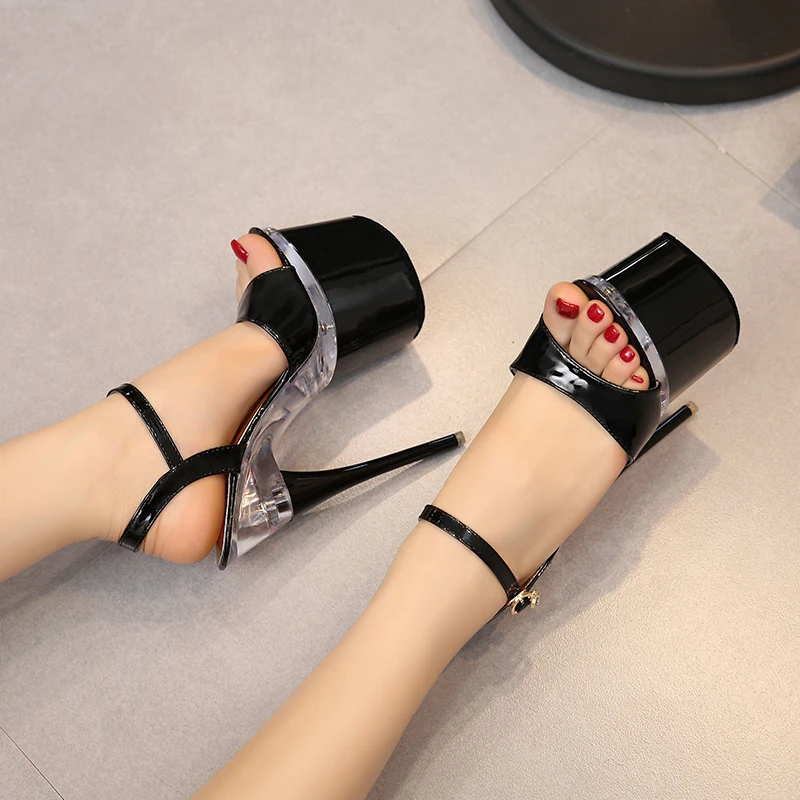 

Ultra high heels 18cm fine sandals women waterproof platform steel pipe shoes model show shoes nightclub shoes Wedding Shoes