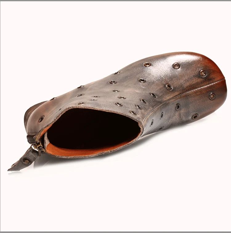 Женские ботинки martin из натуральной кожи; Серый цвет; Высокий каблук; сезон осень; коллекция года; ботильоны с заклепками; женская кожаная обувь ручной работы в стиле ретро; женская обувь «Челси»