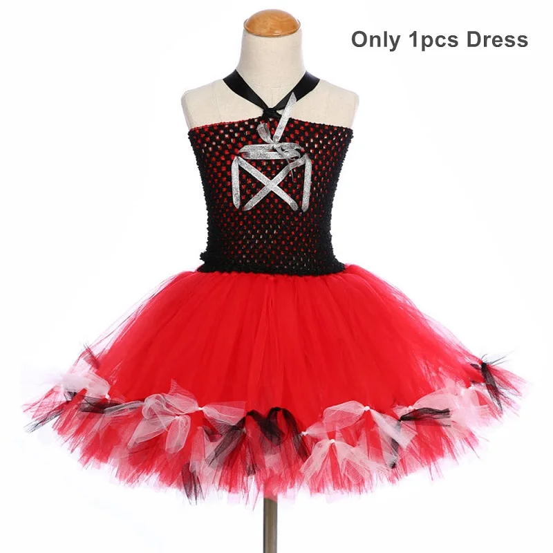 Only 1pcs Dress Пиратское платье-пачка; нарядное платье для девочек; цвет черный, красный; карнавальный костюм на Хэллоуин; костюм капитана пирата для девочек; праздничная одежда - Цвет: Only 1pcs Dress