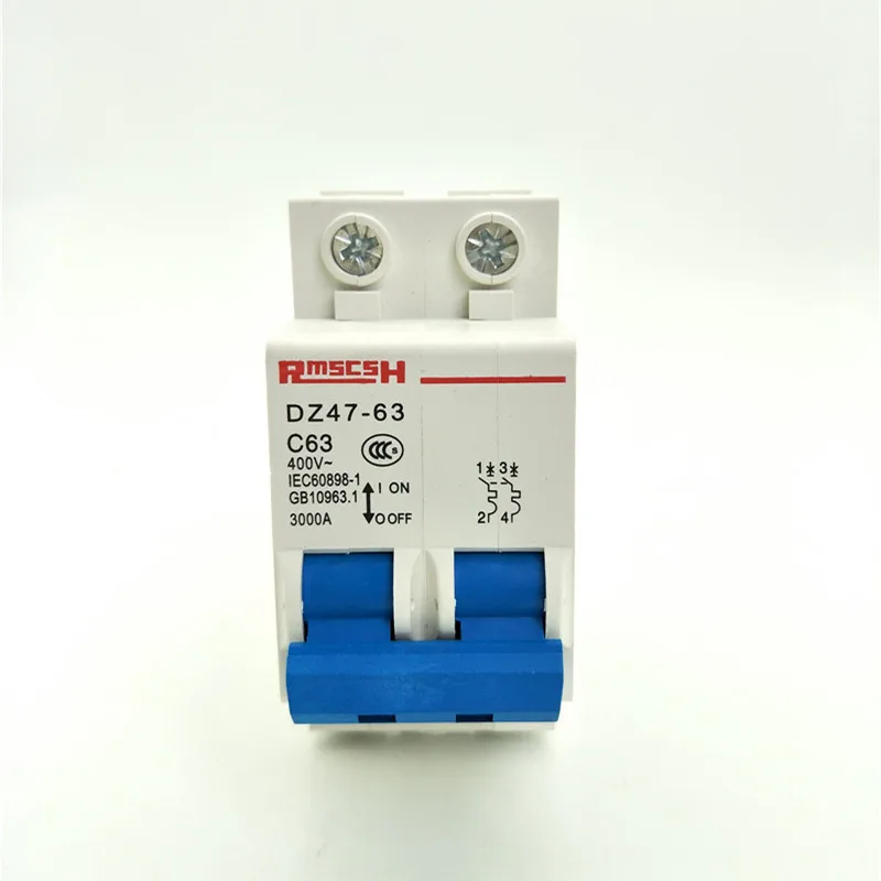 DZ47 C63 Mini ВЫКЛЮЧАТЕЛЬ цепи 2 полюса 35 мм DIN рейка бытовая защита от короткого