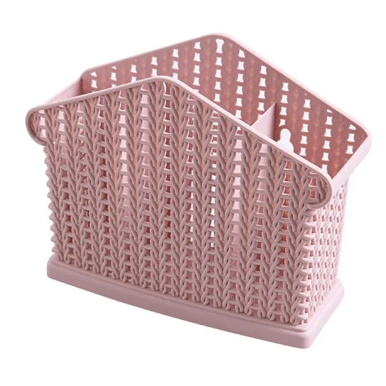 pink three grid Бытовая Ложка Столовые приборы слив палочки для еды трубка ротанга перегородка нож и вилка палочки для еды коробка для хранения ZP2271628 - Цвет: pink three grid