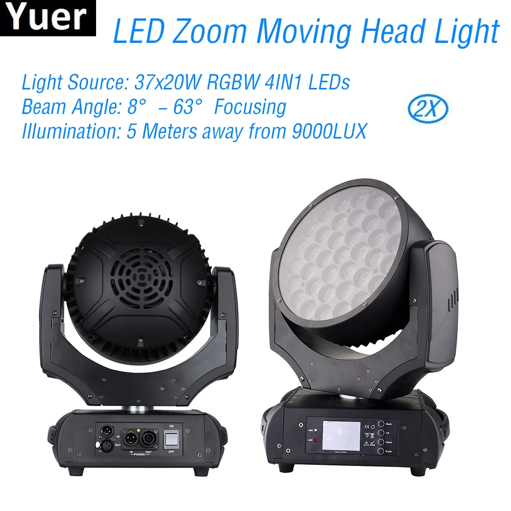 

2 шт./лот 37x20 Вт LED RGBW 4-в-1 Zoom движущийся головной светильник DMX512 DJ оборудование для дискотеки лампа музыка рождество KTV вечерние Zoom Lights