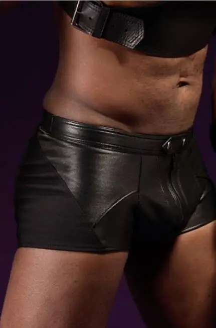 Эротическая Сексуальная Униформа мужской топ из искусственной кожи и трусы