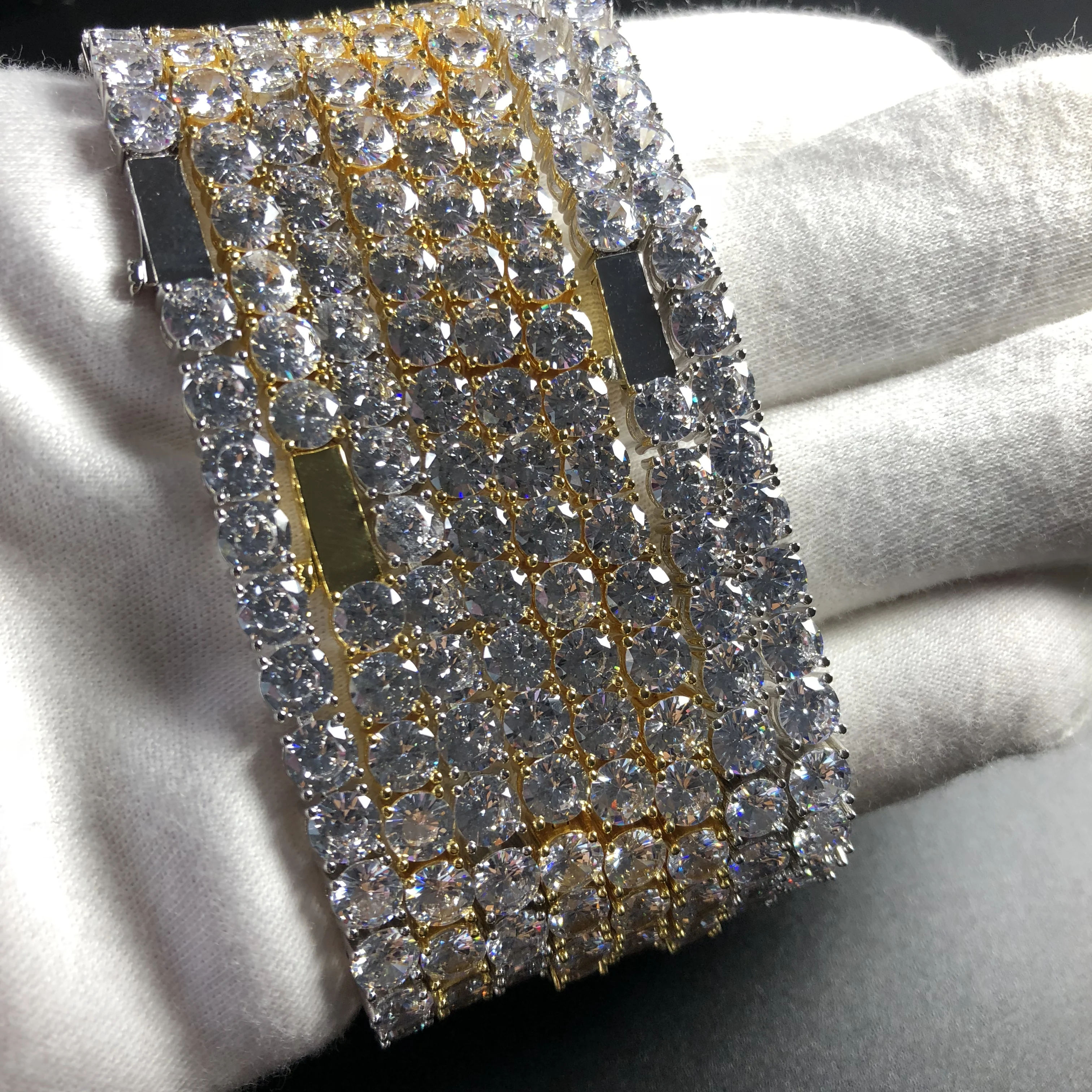 Теннисный браслет с круглой огранкой 5 мм желтое золото и белое золото|Цепочки| |