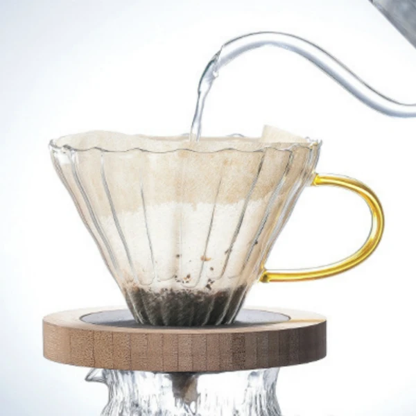 Seluna V60 залейте стеклянный горшок 600 мл диапазон кофе сервер горшок фильтр графин капельного кофе чайник заварник бариста Перколятор - Цвет: Wood holder Fliter A