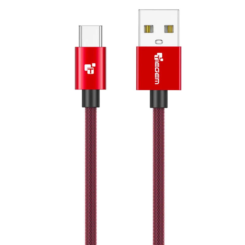 Красный Кабель usb type C, кабель TIEGEM USB C type-C 2A для быстрой зарядки LG G5 Mate9 Mi5 OnePlus 2 Nexus 5X6 P кабель для мобильного телефона 1 м 2 м 3 м - Цвет: Красный
