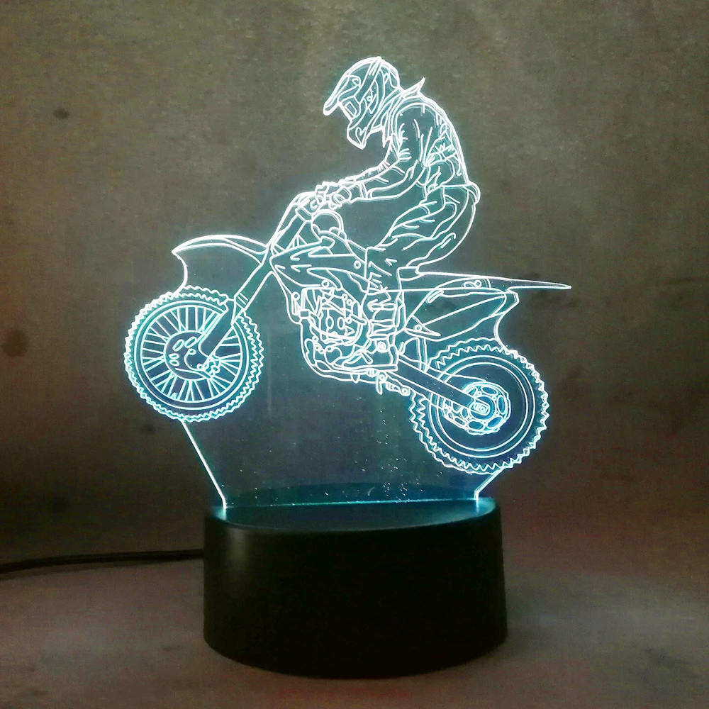 2018 lampara Экстремальный Мотоцикл 3D Светодиодная лампа крутой Мальчик ночник LED