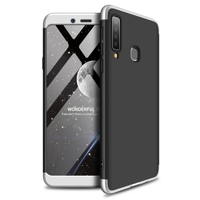 silver and black 3-в-1 чехол-накладка для samsung A9 A920 ПК Жесткий матовый чехол для телефона чехол для samsung Galaxy A9 A9s бронированный чехол Coque - Цвет: silver and black