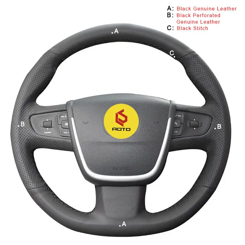 Genuine Leather Авто оплетка на руль Крышка для peugeot 508 автомобиль-Стайлинг ручной строчки Чехлы рулевого колеса автомобиля аксессуары для интерьера - Название цвета: Genuine Leather