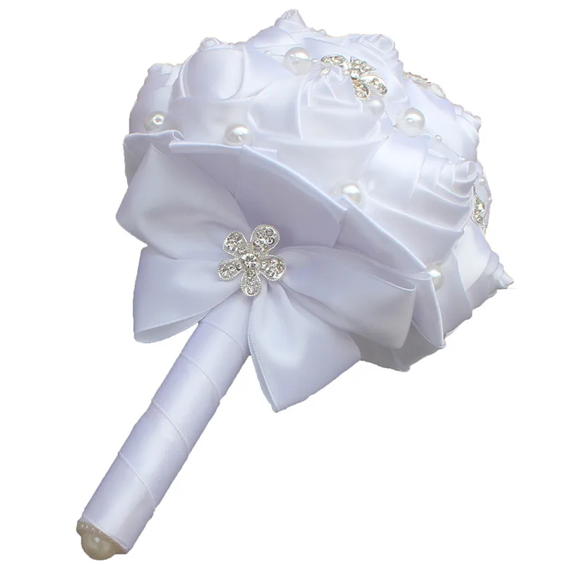 WifeLaI Новый 2018 Белый Свадебные цветы Букеты де mariage Bling Diamond букеты жемчужные buque de
