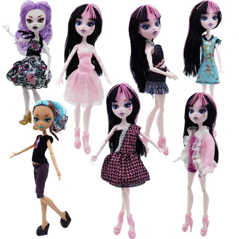 7 шт./лот, модная одежда для куклы Monster High, платья для вечеринок, Vestidos, Повседневная Одежда для куклы детские игрушки Monster High
