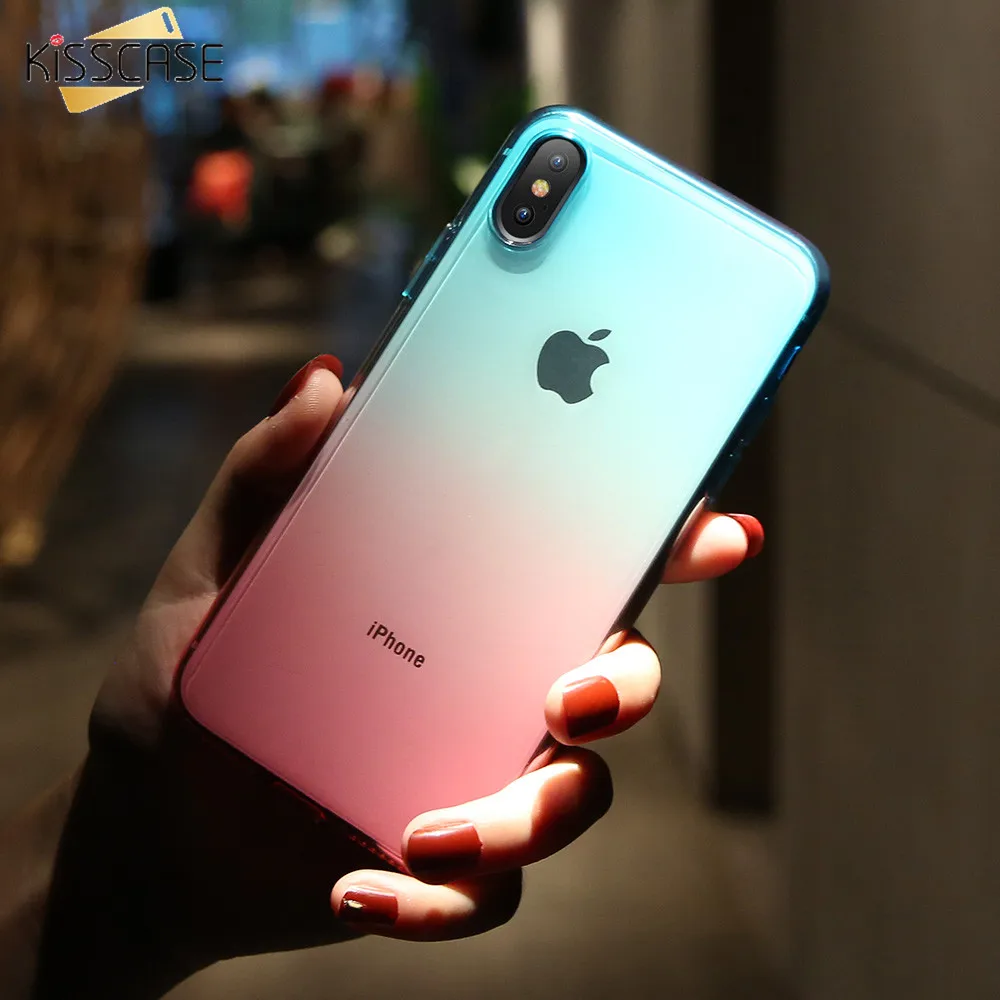 KISSCASE мягкий градиентный ТПУ чехол для iPhone XS Max XR X роскошный Ультратонкий 6 S Plus 8 7
