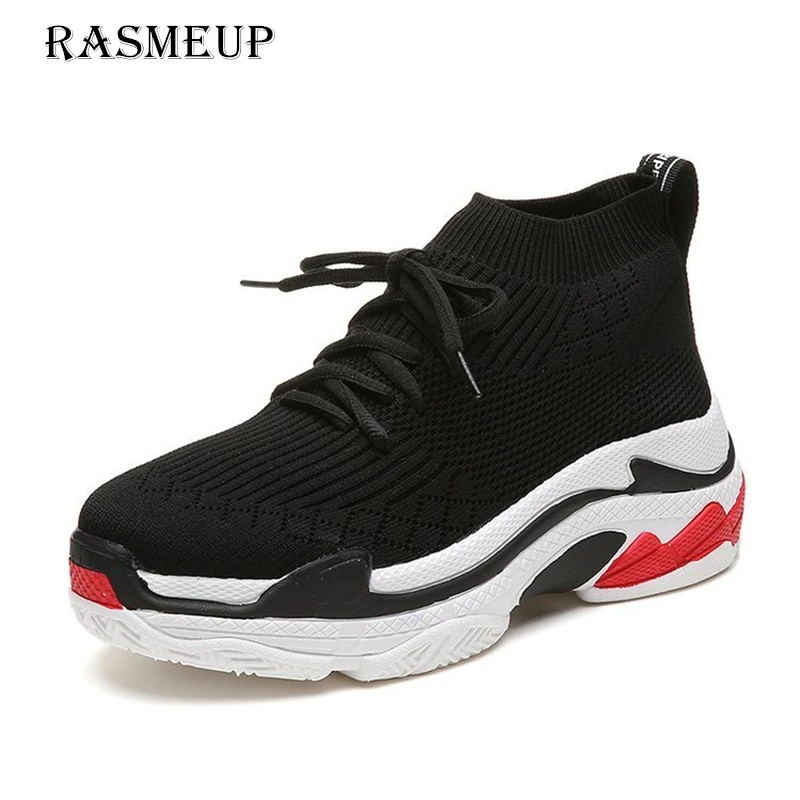 Женские дышащие кроссовки RASMEUP сетчатые с высоким берцем на платформе со