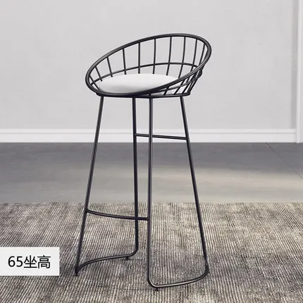 65cm black Скандинавский минималистичный барный стул 65 см/70 см/75 см железный стул, золотой стул, современный обеденный стул, стул из проволоки - Цвет: 65cm black
