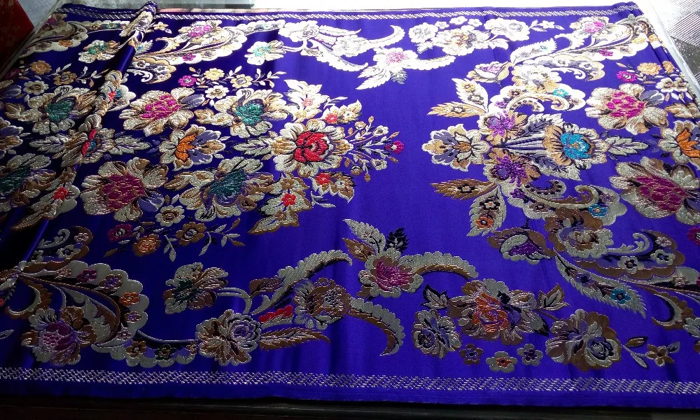 Китайская традиционная парча 75 см полиэстер сапфировый синий задник с Красным
